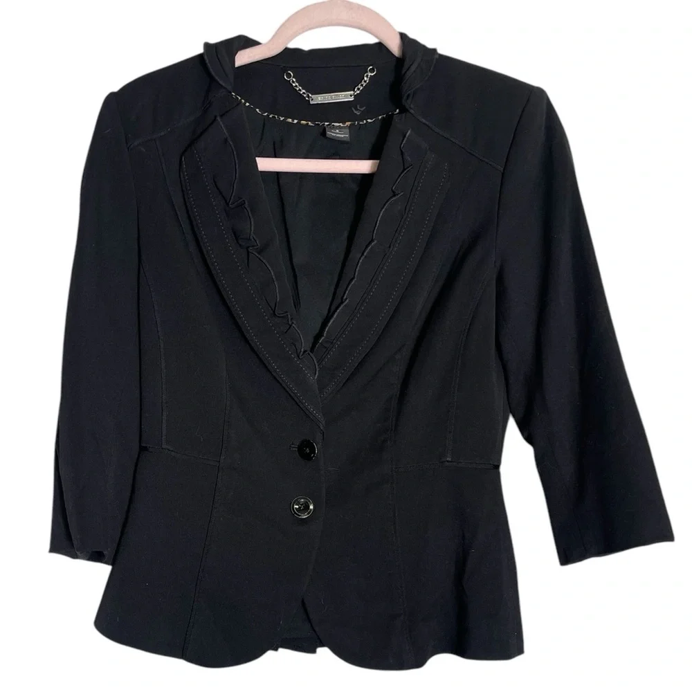 White House Black Market blazer size 0 classic black button‎ up jacket blazer